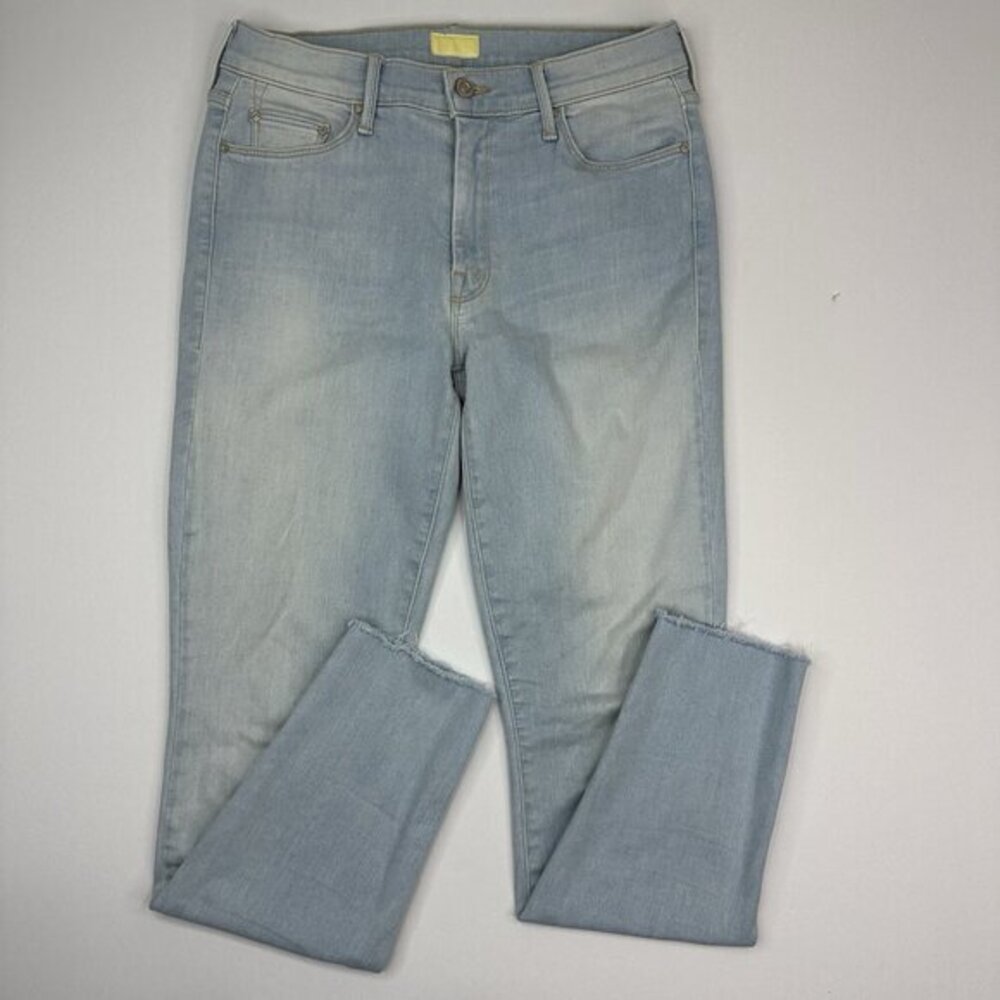 Mother Looker Ankle Fray Jeans Sweet Talk Me Light Wash Skinny 28 Made in USA